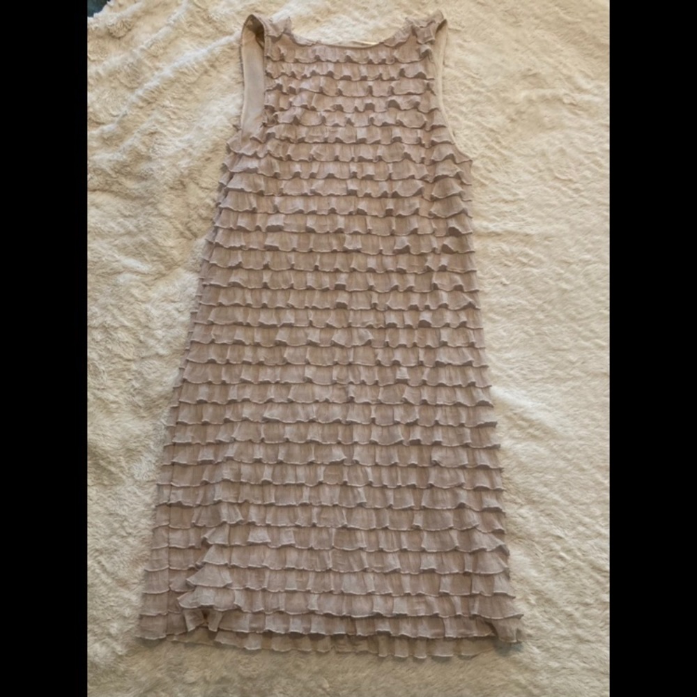 Zara Basic Beige Ruffle Dress - Size Small - Picture 3 of 3
